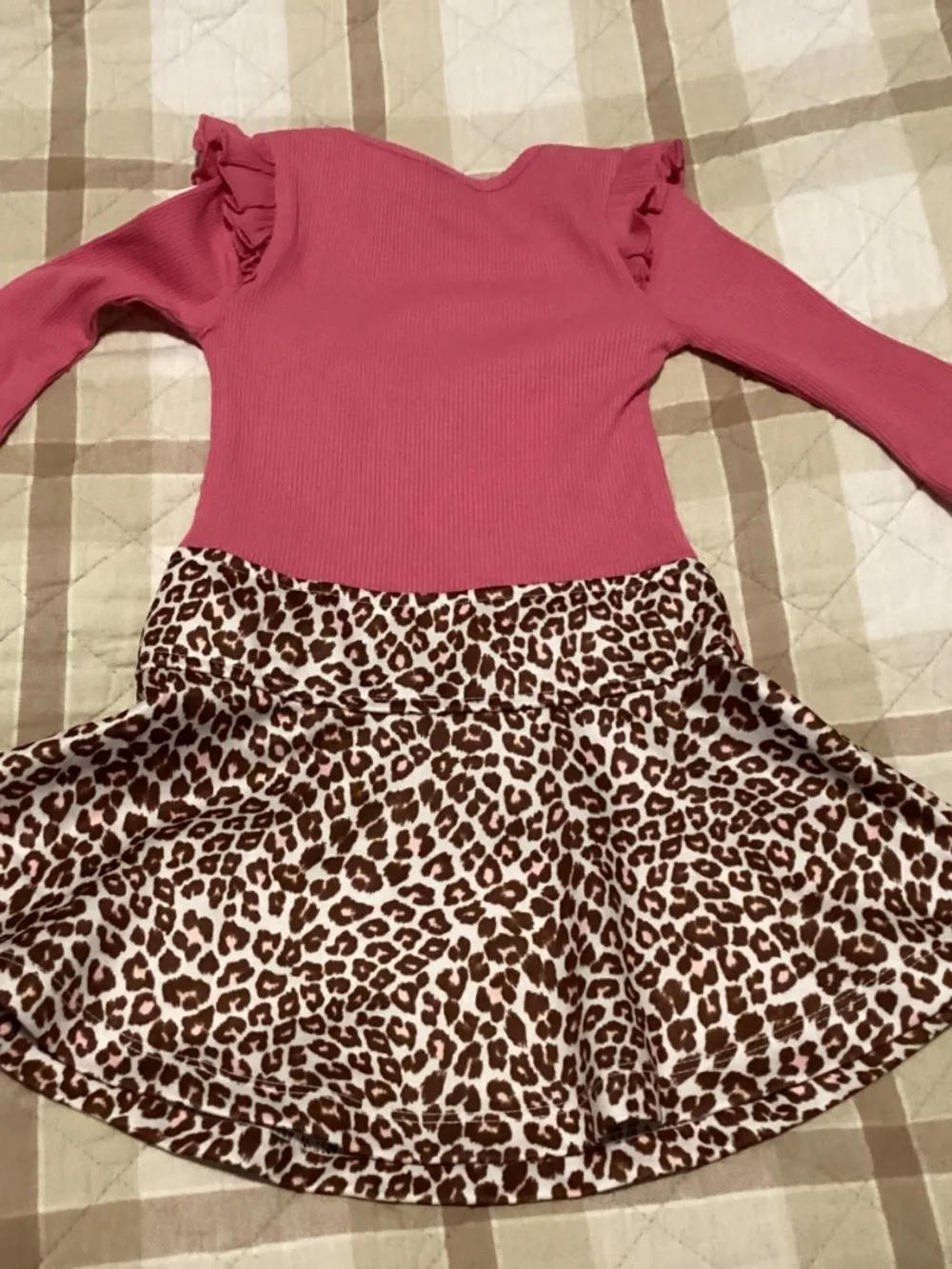 Zunie Kids' Leopard Print Contrast Dress (Toddler Kid) 2T